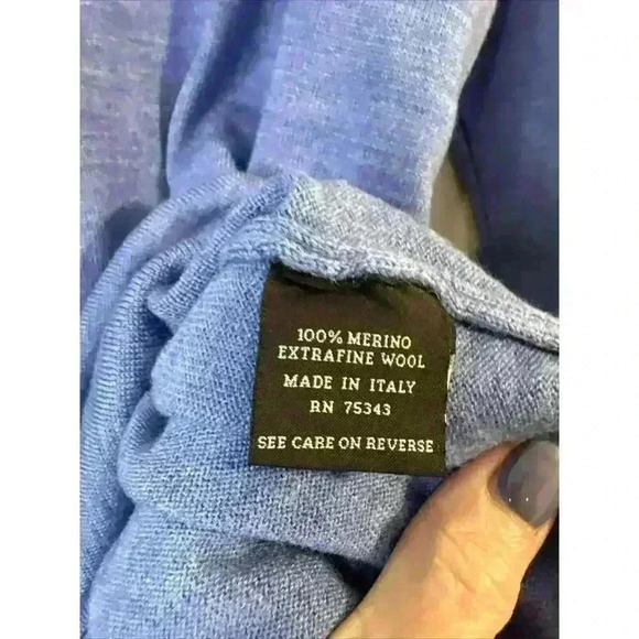 Marco Fiori Sweater Blue Extra Fine Merino Wool 1/4 Zip Men’s M - Picture 4 of 10
